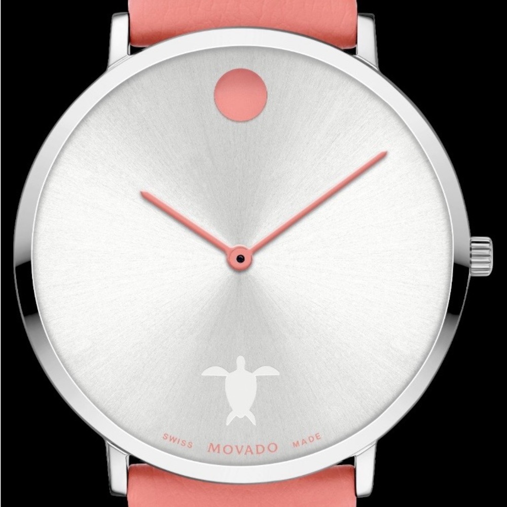 Movado Silver Case with Coral Strap - Picture 2 of 5